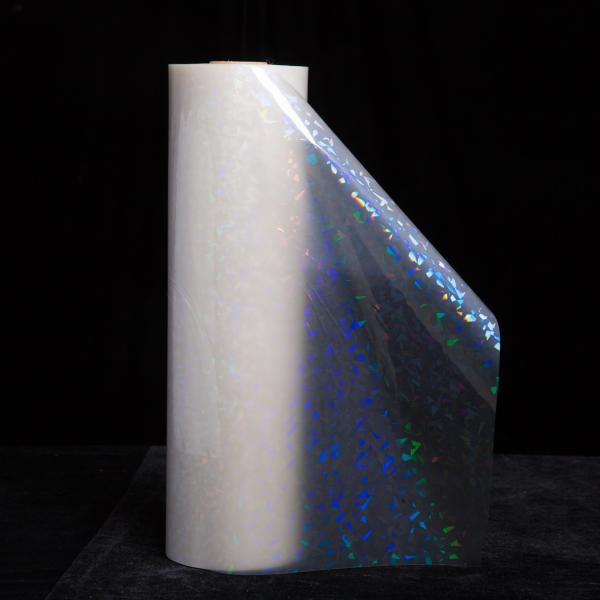 Película holográfica térmica transparente BOPP de alta calidad con patrón de corazón para envases, artesanías y aplicaciones decorativas