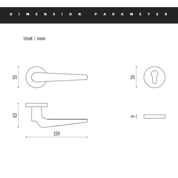 Fashion Brass Door Handles 159mm 63mm Bronze Black Bronze PVD Chrome Lever Door Handles