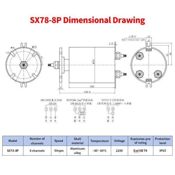 1080P Video Signal Explosion-Proof IP65 Waterproof Slip Ring Electrical Connector for Hazardous Environments