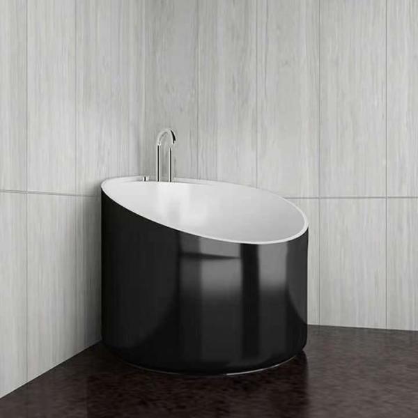 Eco Friendly Black Freestanding Corner Soaking Tub 950*950*720MM