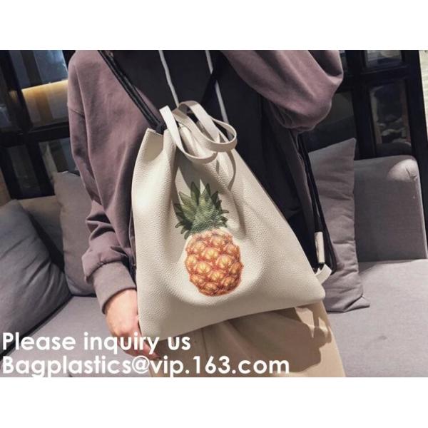 Leather Backpack Women Drawstring Bag New Travel Bag PU Backpack Women Party School Bags For Teenagers, bagease package