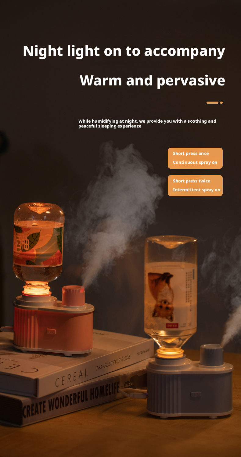 Wholesale No Water Tank Rechargeable Portable Ultrasonic Humidifier Diffuser Essential Oil Aroma Diffuser Night Household 1 Year