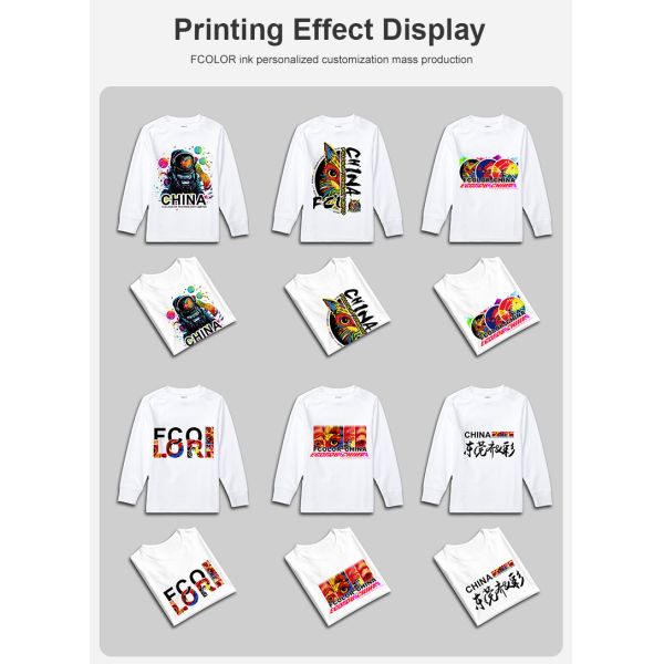 FCOLOR 5 Colors 1000ml No Sediment White Textile Pigment Bulk DTF Printer Ink for Epson Xp600 I3200 Head Printing