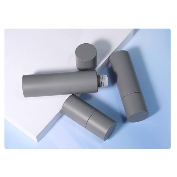 Cylinder Round Plastic Bottles 60ml 100ml 120ml Gray Cylinder Bottles With Caps