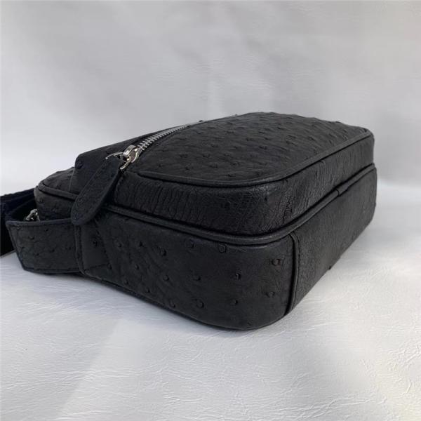 Authentic Real Ostrich Skin Men Small Flap Purse Genuine Exotic Leather Cross Shoulder Bag Male Casual Messenger Bag