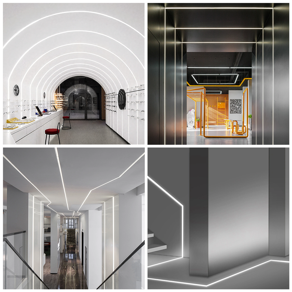 Profil LED encastré en aluminium 3M avec dimensions L57,0 × H14,5 mm et largeur de PCB jusqu'à 12,0 mm pour montage encastré