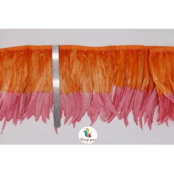 Pattern Bleached Two Tones Color Rooster Coque Feather Fringe Trim for Samba Costumes