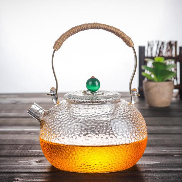 Heat Resistant Enamel Clear Glass Teapot For Blooming Tea / Coffee Custom Size