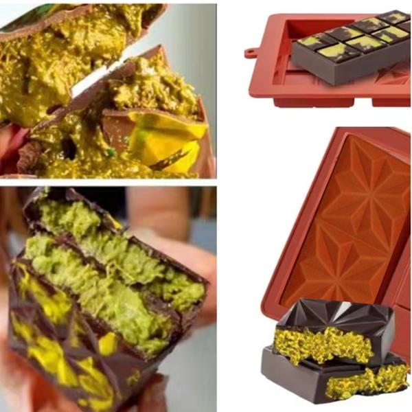 MHC Custom Deep Small Dubai Chocolate Silicone Mould , Dubai Chocolate Bar Silicone Mould