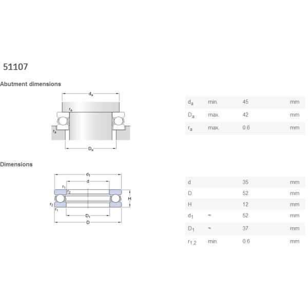 51107 Thrust Ball Bearings Lubrication YGB SKF 35 x 52 x 12mm 0.08kg
