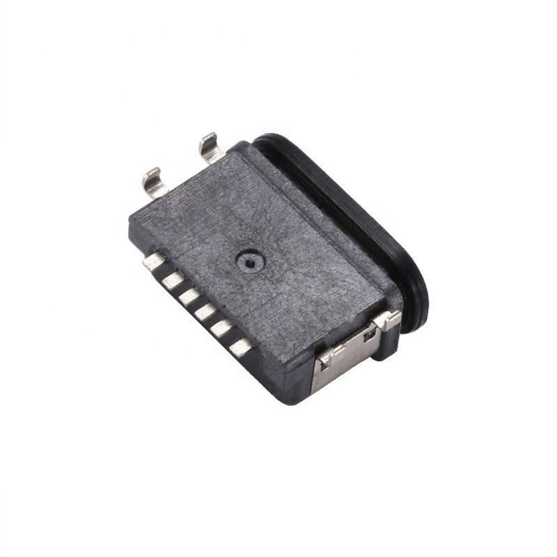 Type C 6-Pin Female IPX7 Waterproof USB Connector Horizontal SMT Mounting Data Transfer