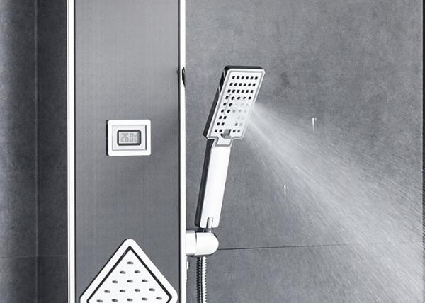 Luxury Black Brushed LED Shower Panel ROVATE With Hand Shower Temp Screen