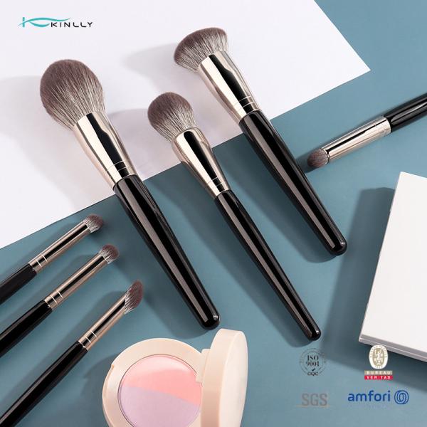 A escova da composição 7PCS com cabelo sintético, punho de madeira/plástico/acrílico de Rose Gold Ferrule Cosmetic Brush, é bem-vinda