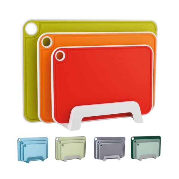 Logo Printed PP Plastic Kitchen Chopping Board with Juice Groove and Nonslip Design