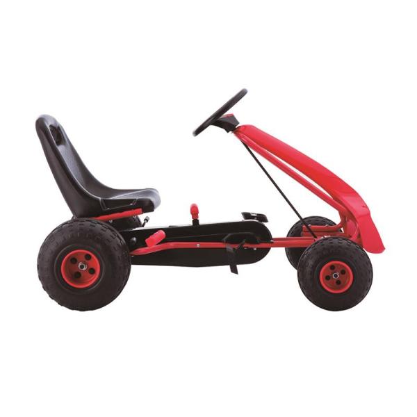 Pedal rojo de un solo asiento Go-Karting para niños de 7 años Rueda de plástico y coche de paseo
