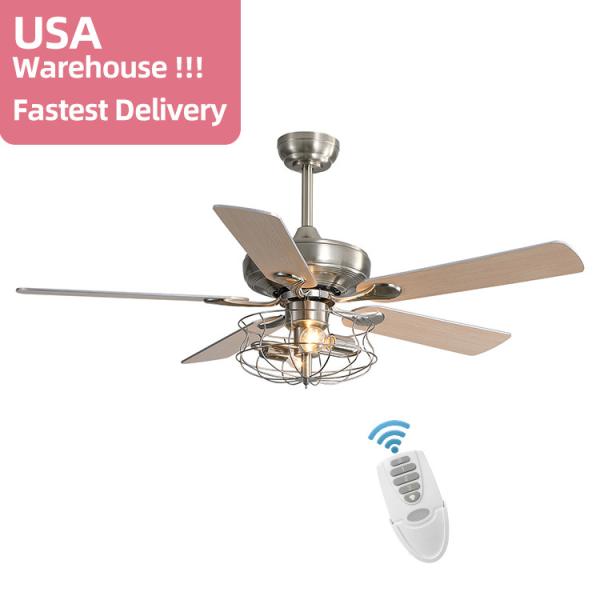 Modern Matte Brown 120V 60w 52 Inch Crystal Ceiling Fan Light European Style