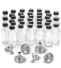 Small Clear Glass Bottles With Lids Boston Sample Bottles for Potion, Juice, Wellness, Ginger Shots, Whiskey, Liquids