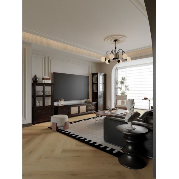 Oak Golden Luxury Spc Flooring Easy Maintenance Spc Floor Tiles High End Decoration
