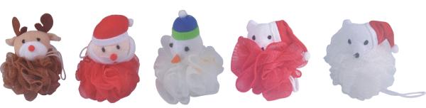 Christmas Theme & Bubble Shower Mesh Pouf Bath Sponge logo customized