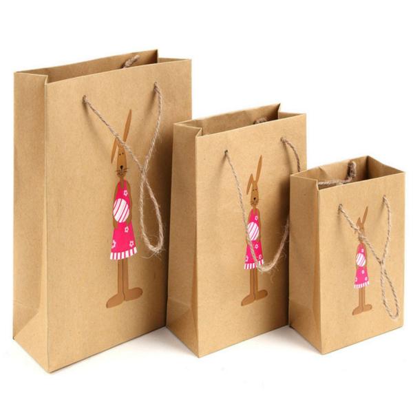 Kraft Paper Recycle Handle Bag ,Cartoon Handle Gift Paper Bag Brown Paper Bag