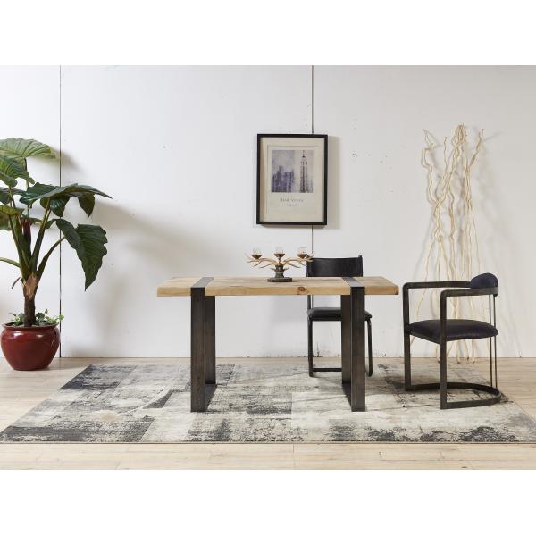 Natural Waterproof Pine Wood Dining Room Tables Matt Light Iron Legs Original Color