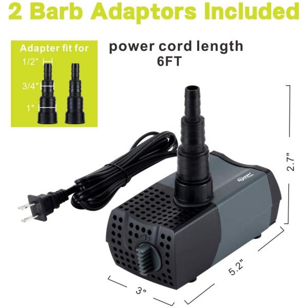 Hygger 80 GPH Adjustable Submersible Water Pump