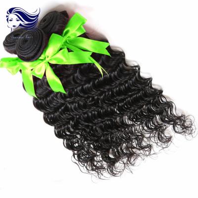 Extensões indianas do cabelo do Virgin real com grampos, cabelo profundo indiano do Virgin da onda