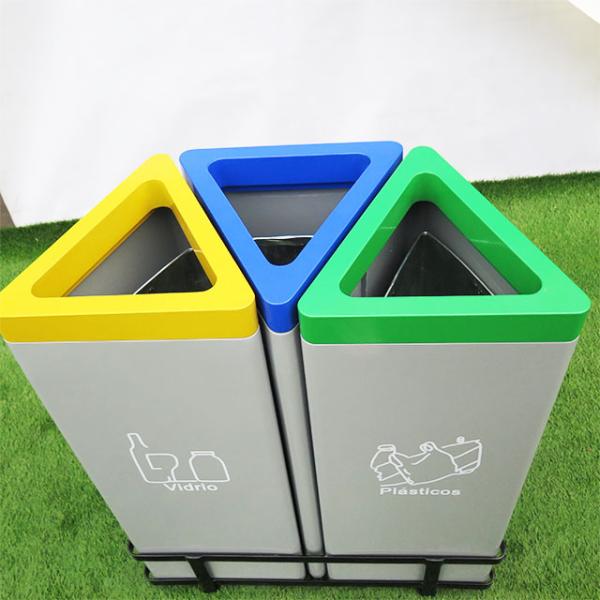 2020 New Design Hot Sale Outdoor Indoor Three Bins Set Garbage Bin Office Waste Cans