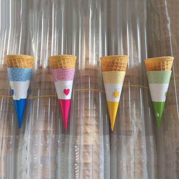 Summer Customized Logo Sleeving Cone Shaped Ice Cream Paper Holder for Food Packaging