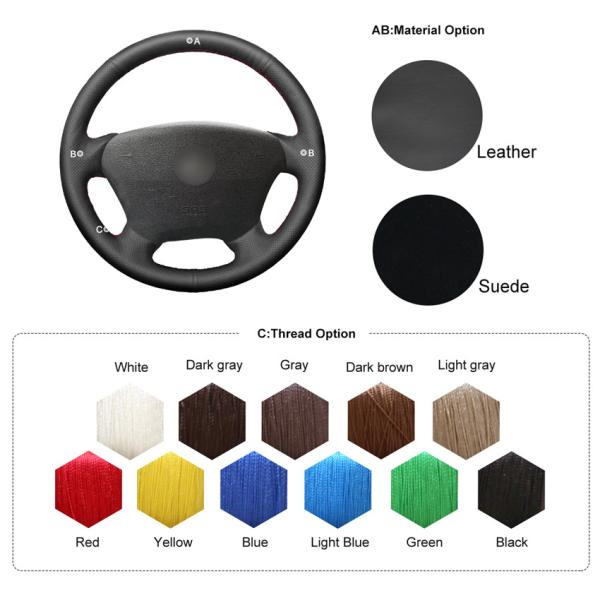 1998-2005 M-Class W163 Custom Genuine Leather Steering Wheel Cover for Mercedes-Benz