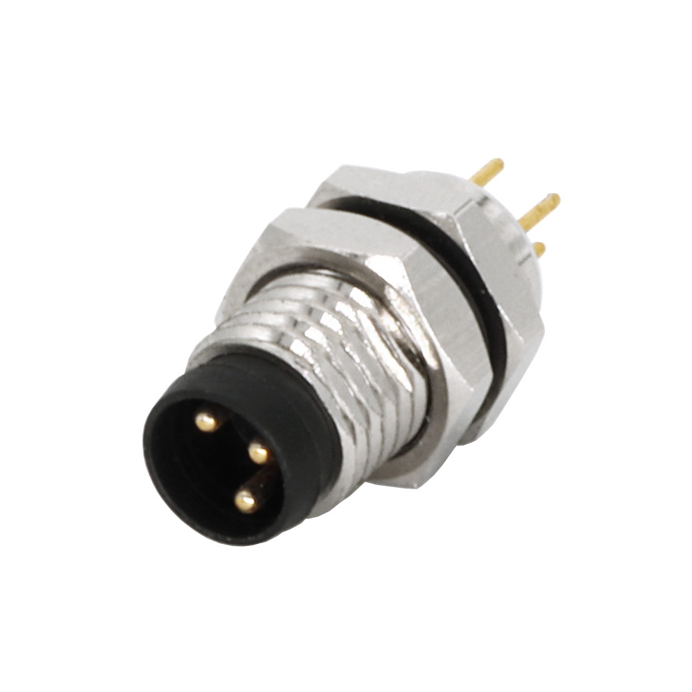 PCB M8 Panel Mount Connector Straight A Coding Male 3/4/5/6/8Pin Передняя установка