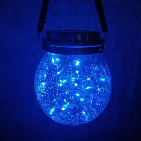 Crackle LED Solar Lights Patio Glass Hanging Lights Wishing Christmas Mason Jar Lights