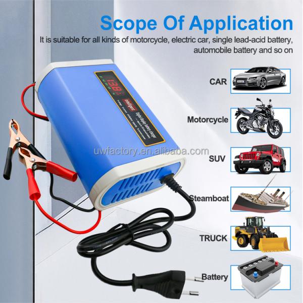 12V/24V Motorcycle Battery Charger 10a Automatic Repair Multi- Charger for Lead-Acid Battery