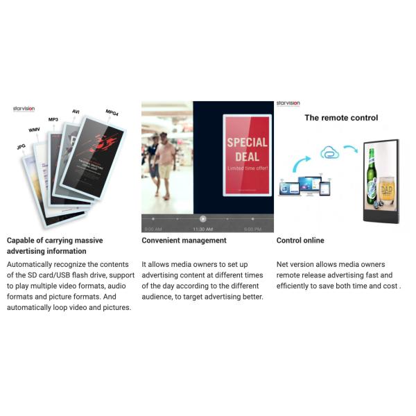 Signage interno de 43Inch AC110V~AC240V Digitas fixado na parede