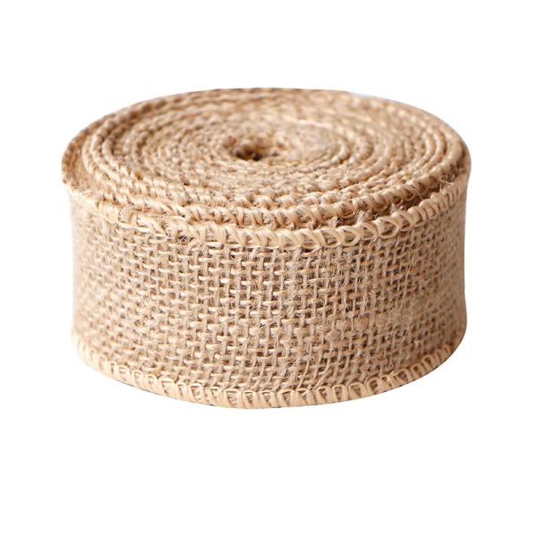 Christmas Occasion Burlap Fabric Wired Ribbon 100% Natural Jute Crafts Ribbon 25mm