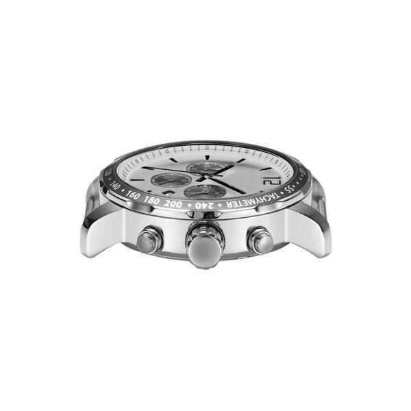 Mans Stainless Steel Chronograph Watch Tachymeter Leather Strap Plastic Bezel