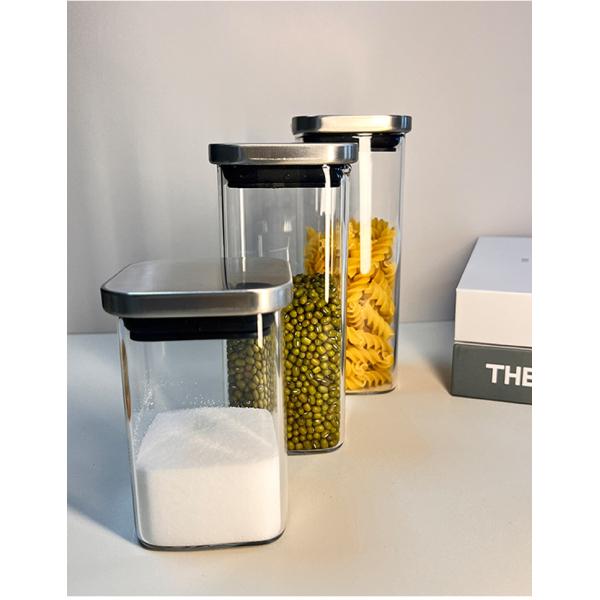 Stainless Steel Lid Glass Jar for Storing Dried Fruits Snacks and More in the Kitchen