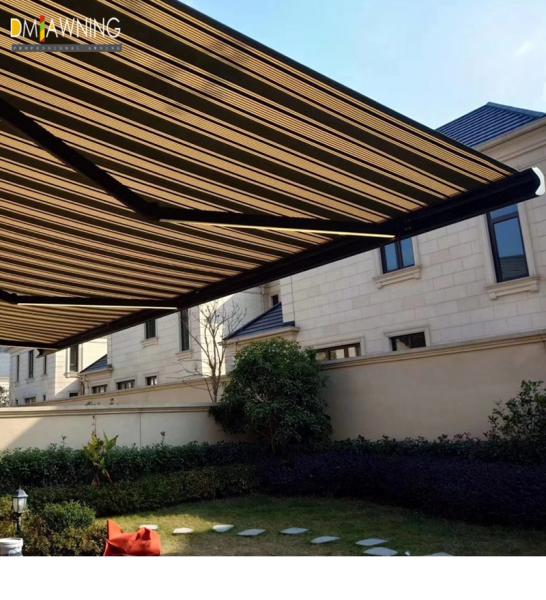 Outdoor Motorized Waterproof Retractable Awning Canopy Full Cassette Awning