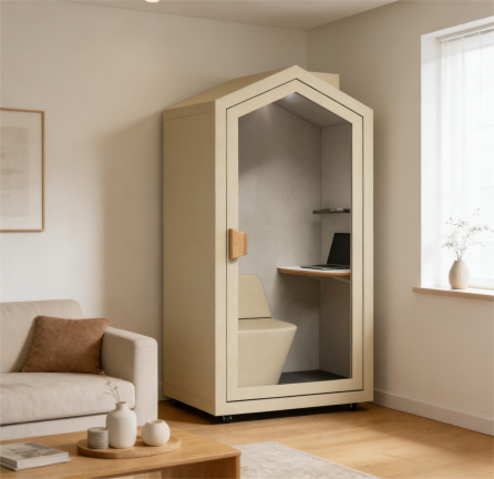 Home Office Pod engineered to reduce noise distractions and improve work efficiency in busy office or home environments
