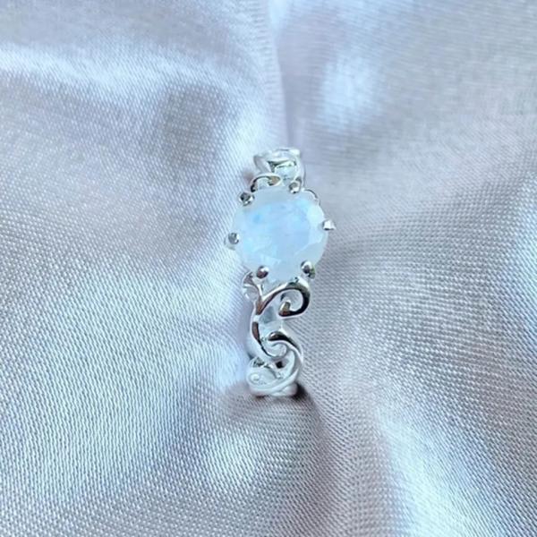 Стерлинговый серебряный естественный голубой дизайн ювелирных изделий Moonstone кольца Moonstone 925