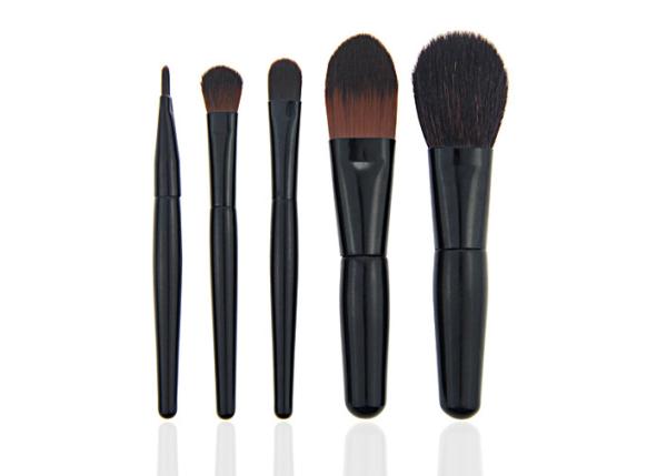 Puleather Bag Including Travel Makeup Brush Set With Black Handle