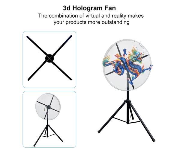 80cm 3D Hologram Projector Fan Wifi Advertising Display Logo Light APP or PC or Remote Control Holographic 3d Fan Projector