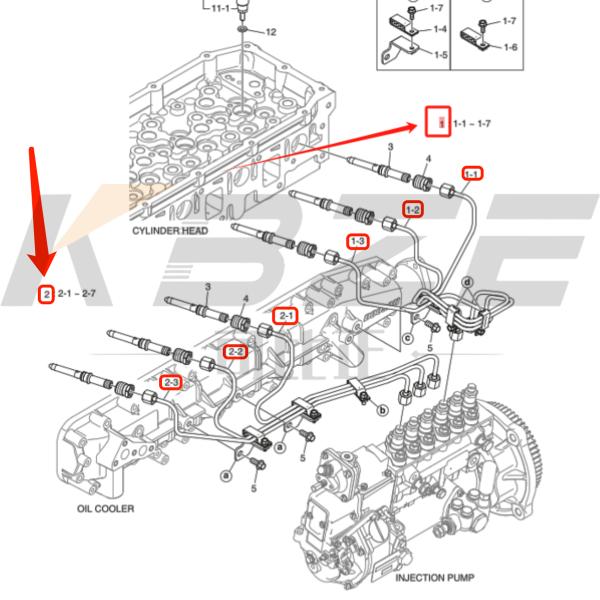 KBZE 420208-00784 420208-00788 DOOSAN DX12TIS ENGINE FUEL LINES FOR DX360-7 DX450 DL420 DX500