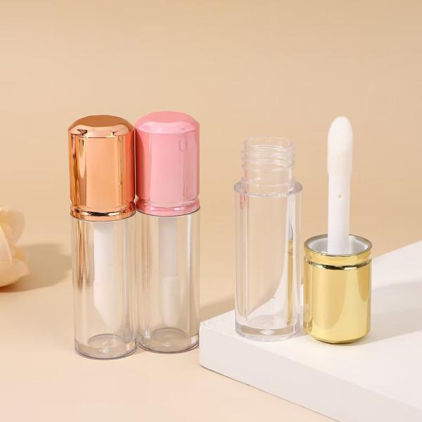 Esmaltado labial cilíndrico de plástico corto con pincel, color y material personalizables