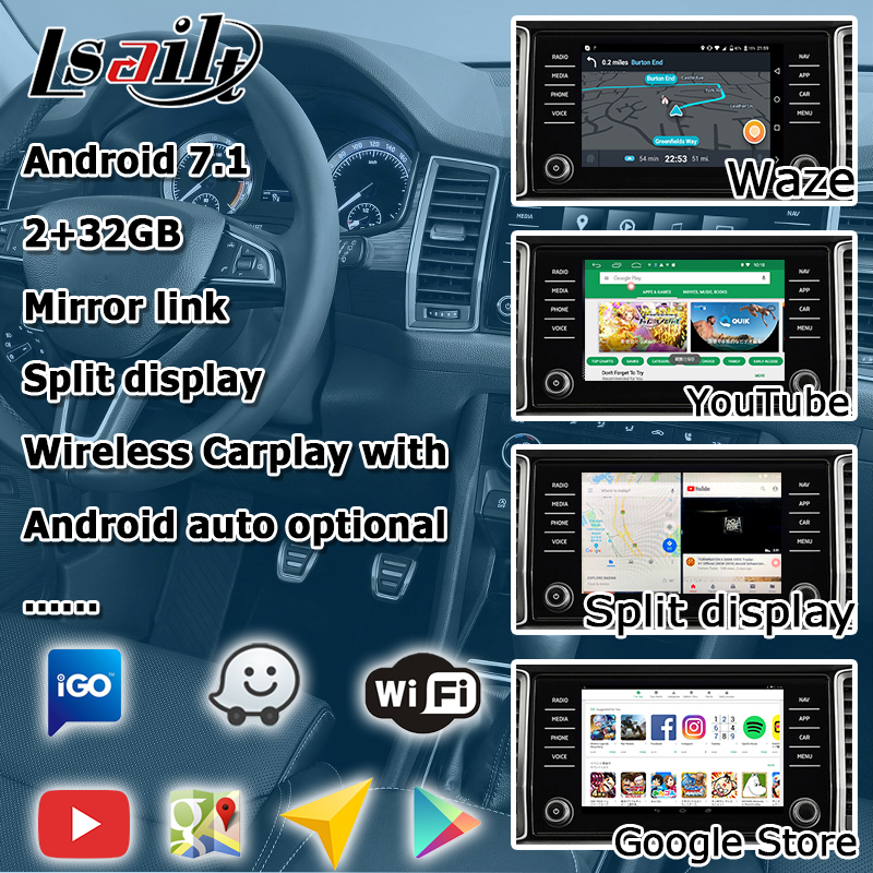 Интерфейса андроида поддержки прибора навигации GPS установки Skoda Kodiaq игра Youtube легкого видео-