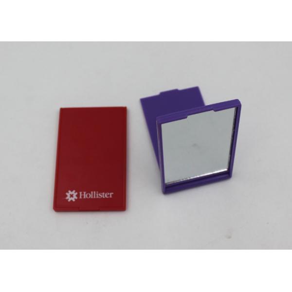 Pink Plastic Folding Travel Makeup Mirrors , Square Shape Handheld Compact Mirror