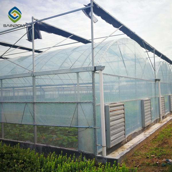 Flowers Planting Clear Film 9m Multi Span Greenhouse Sturdy Stable