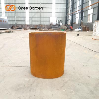 Plantadores de Rusty Finish Round Corten Steel da flor para o jardim