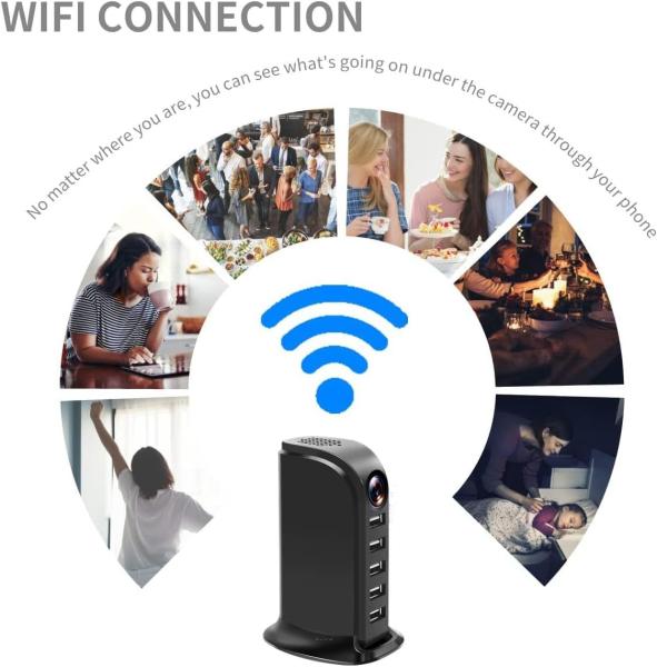 WIFI USB Charger Hidden Camera , Mini Peep Hole Camera Black / White