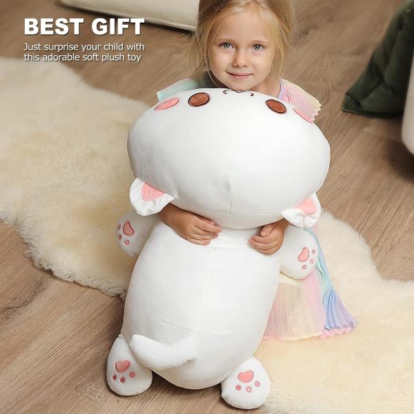 Onsoyours Kitten Cute Plush Toy 25.5  Animal de estimação recheado Kitty Anime Soft Cat Large Plush Pillow para crianças (Branco A, 25.5